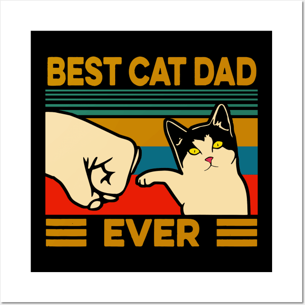 Vintage Best Cat Dad Ever Wall Art by karascom